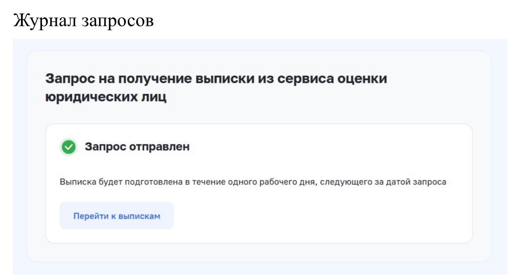 Выписка по оценке юридического лица в личном кабинете налогоплательщика ФНС